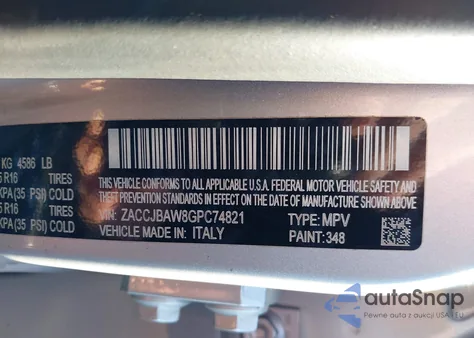 2016 Jeep Renegade Sport из США, поврежденный, VIN ZACCJBAW8GPC74821